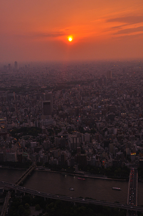 スカイツリーから見る夕陽のサムネイル画像