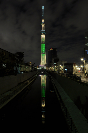 東京スカイツリー　クリスマスライティング「シャンパンツリー」　十間橋　　2012年11月25日